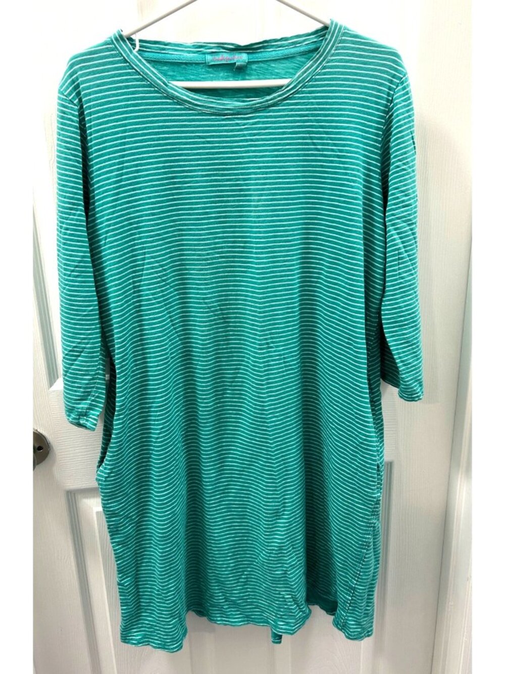 Fresh Produce Green & White Striped Nightgown Loungewear - Size Large
